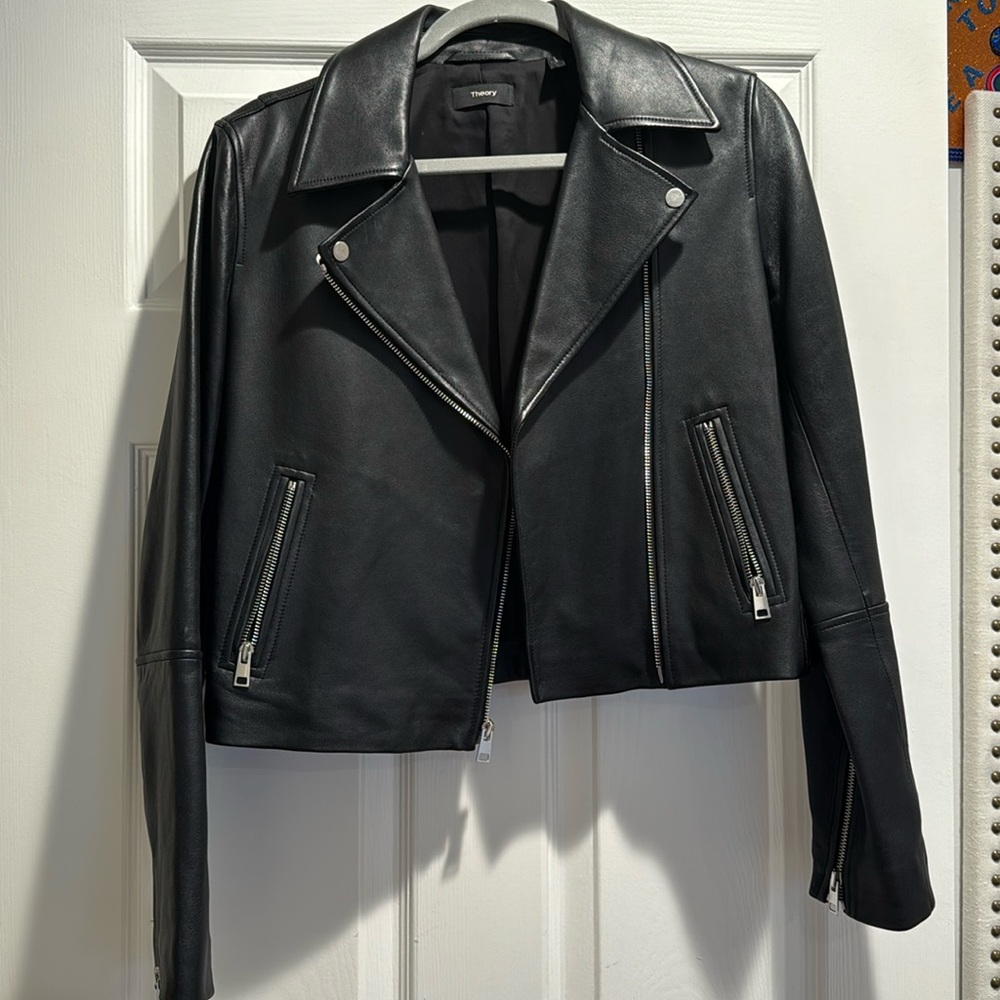 Theory black leather jacket
